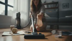 Wer eine Strumpfhose über den Staubsaugerschlauch stülpt, findet kleine Gegenstände wie Ohrringe, ohne dass sie im Beutel verschwinden