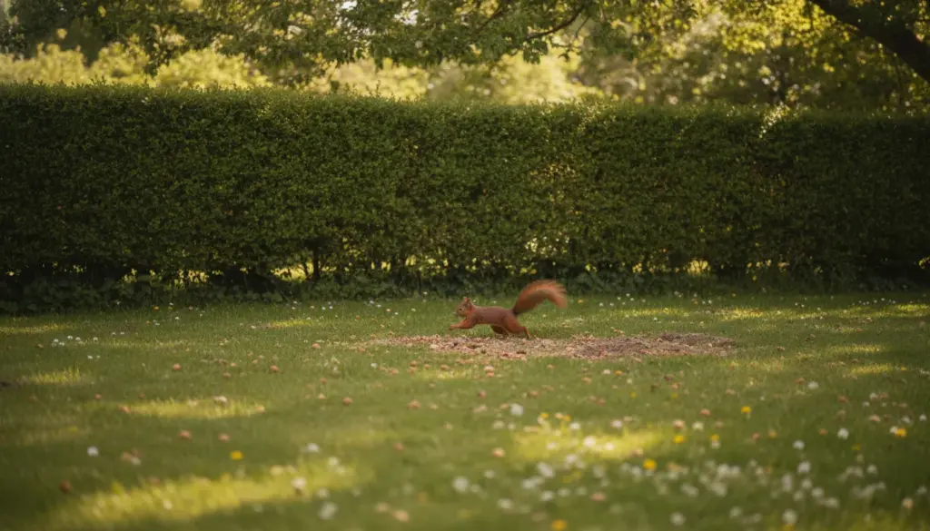 Wenn ein rotes Eichhörnchen den Garten durchquert, ist er mehr als nur Rasen (bitte nicht vertreiben)